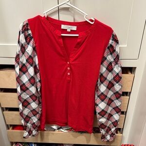 LOFT Scarlet Blouse with Textured Detail